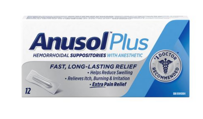 Anusol Plus Hemorrhoidal Suppositories with Anesthetic - 12 Pack - Simpsons Pharmacy