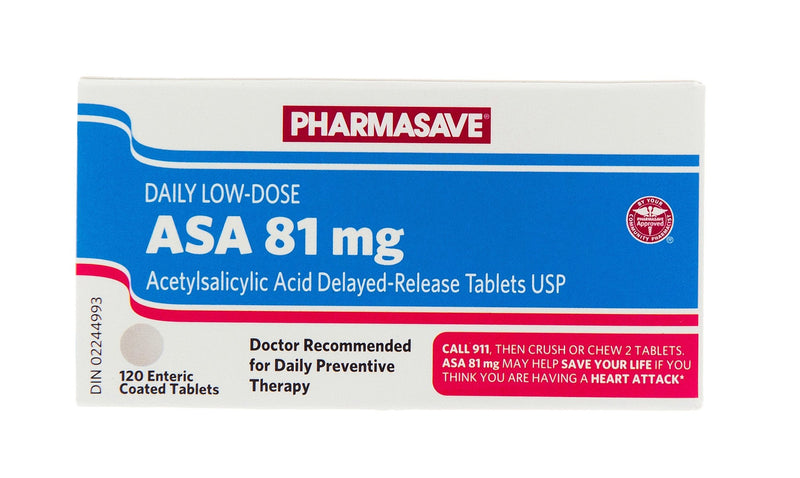 Pharmasave Low Dose ASA 81mg - 30 Tablets - Simpsons Pharmacy