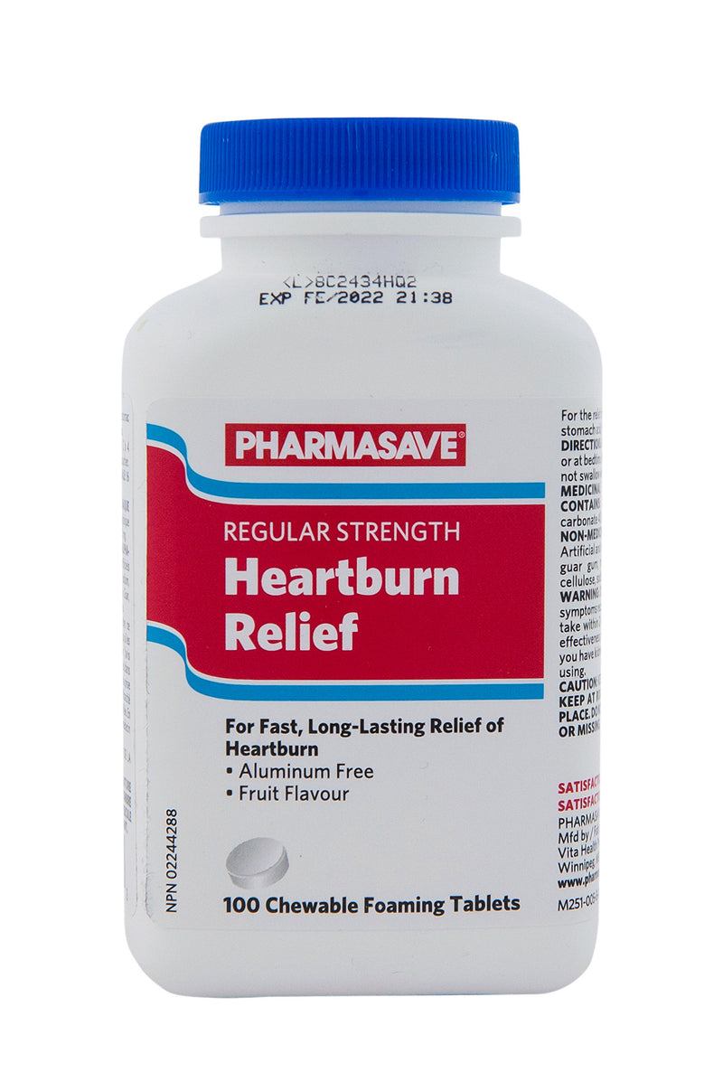 Pharmasave Heartburn Relief Fruit Flavour - 100 Chewable Tablets - Simpsons Pharmacy