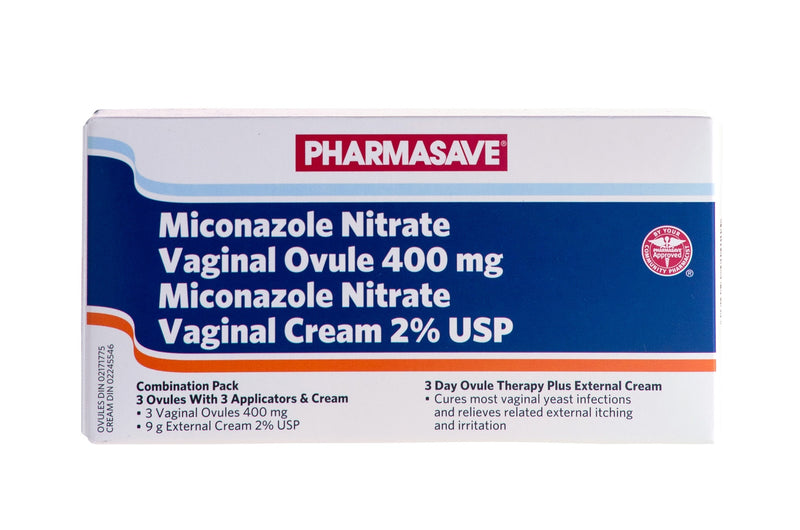 Pharmasave Miconazole 3 Combi-Pack - 3 Ovule + 1 Cream - Simpsons Pharmacy