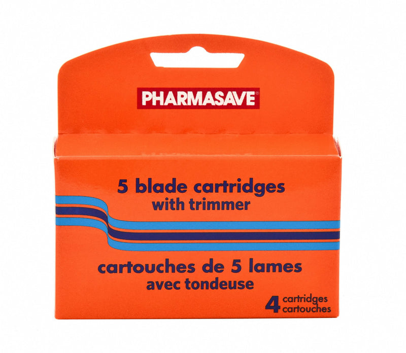 Pharmasave 5 Blade Cartridges with Trimmer - 4 Cartridges - Simpsons Pharmacy