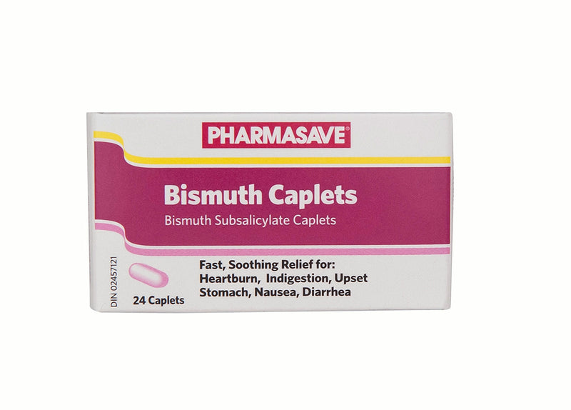 Pharmasave Bismuth Indigestion Relief - 24 Caplets - Simpsons Pharmacy