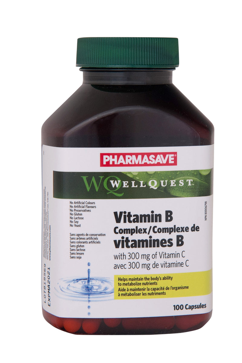 Pharmasave WellQuest Vitamin B Complex w/ 300mg Vitamin C Capsules - Simpsons Pharmacy