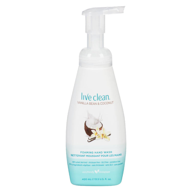 Live Clean Vanilla Bean and Coconut Foaming Hand Wash 400ml - Simpsons Pharmacy