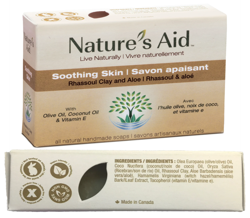 Nature's Aid Soothing Skin Bar Soap Rhassoul Clay & Aloe - Simpsons Pharmacy