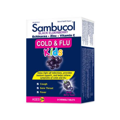 Sambucol Cold & Flu Kids - Black Elderberry 24 tablets - Simpsons Pharmacy