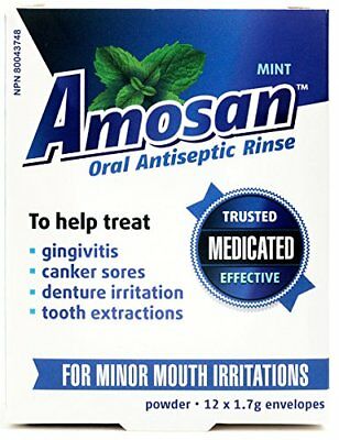 AMOSAN ORAL ANTISEPTIC RINSE - MINT 12X1.7GR - Simpsons Pharmacy