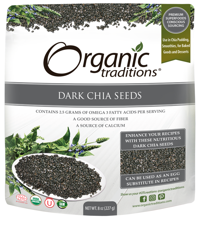 Organic Traditions Dark Chia Seeds 227gr - Simpsons Pharmacy