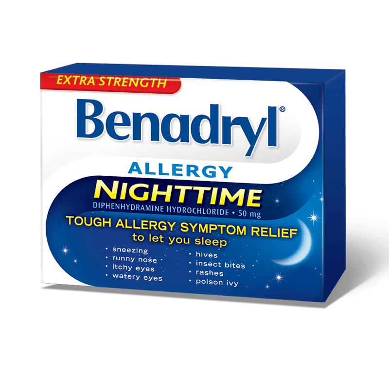 Benadryl Extra Strength Allergy Relief Nighttime 50mg - 24 Caplets - Simpsons Pharmacy