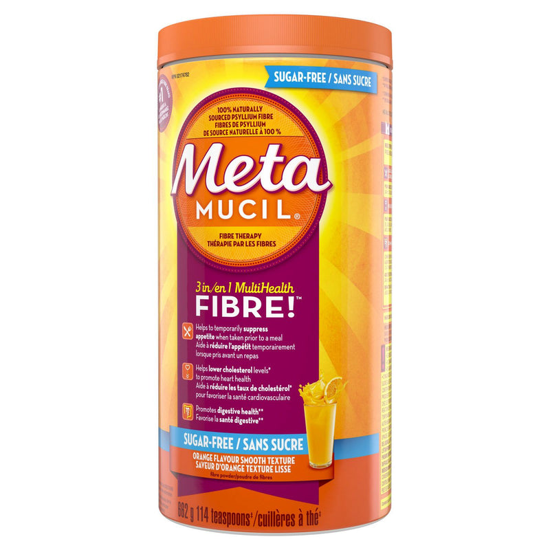 MetaMucil 3-in-1 MultiHealth Fibre Orange Flavour Sugar-Free Powder - 114 Teaspoons (662g) - Simpsons Pharmacy