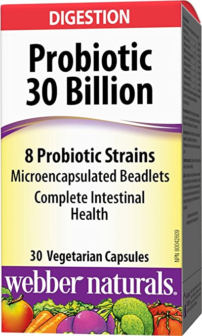 Webber Naturals Probiotic 30 Billion 8 Probiotic Strains - 30 Vegetarian Capsules - Simpsons Pharmacy