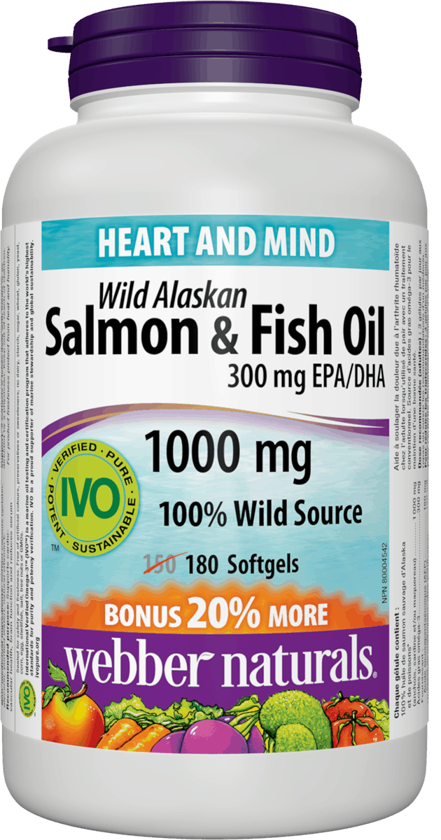 Webber Naturals Wild Alaskan Salmon and Fish Oil 300mg EPA/DHA 1000mg - 180 Softgels - Simpsons Pharmacy