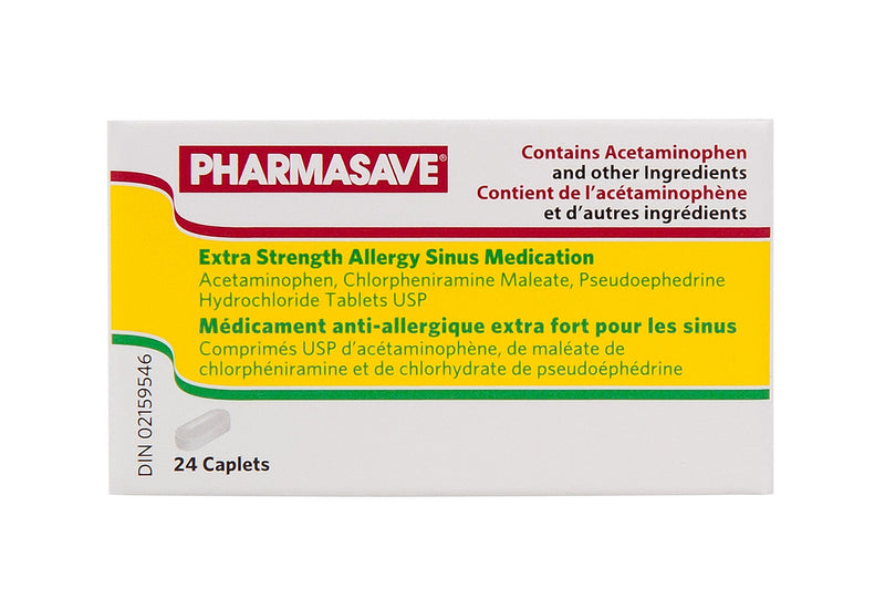 Pharmasave Allergy Sinus Medication Extra Strength Daytime - 24 Caplets - Simpsons Pharmacy
