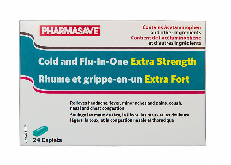 Pharmasave Cold and Flu-In-One Extra Strength - 24 Caplets - Simpsons Pharmacy