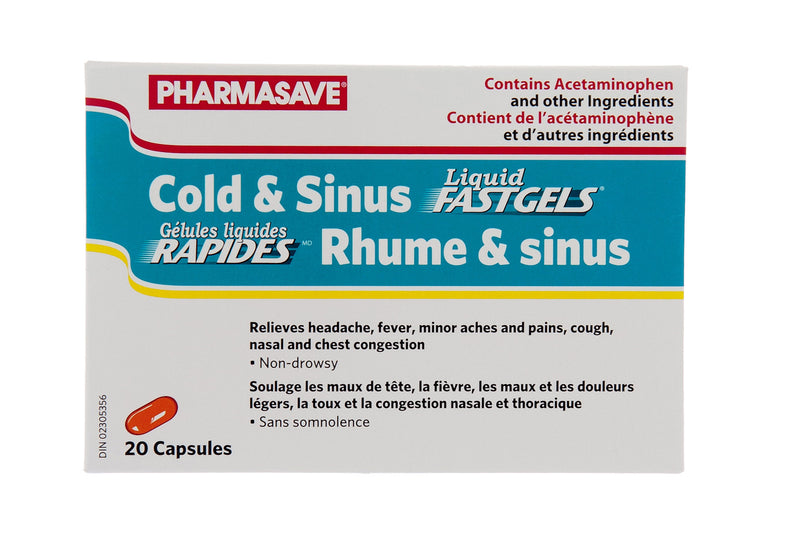 Pharmasave Cold & Sinus Liquid Fastgels - 20 Capsules - Simpsons Pharmacy