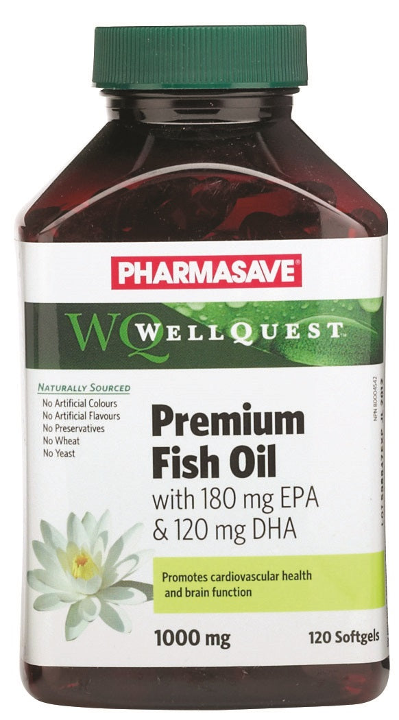 Pharmasave WellQuest Premium Fish Oil with 180mg EPA & 120mg DHA 1000mg Softgels - Simpsons Pharmacy