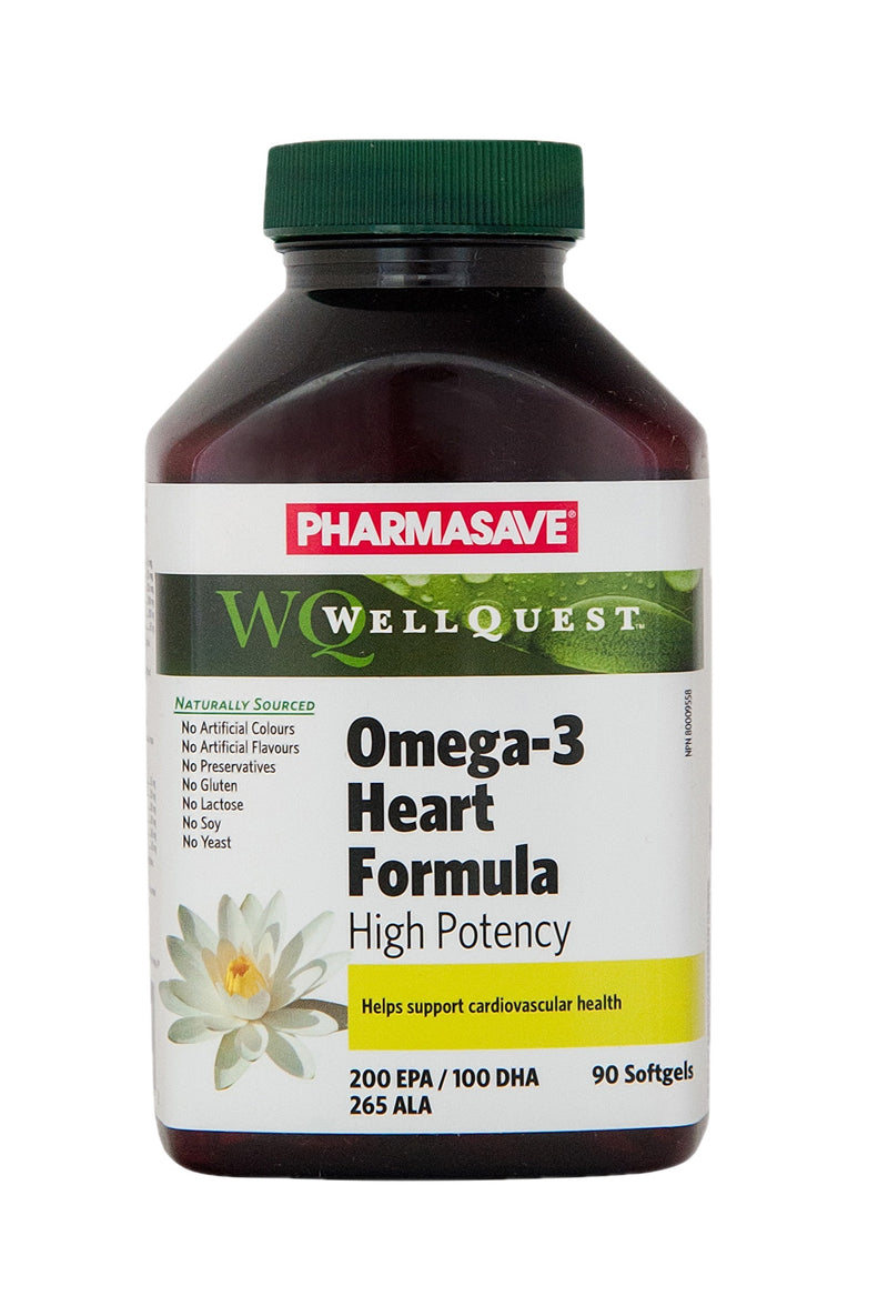 Pharmasave WellQuest Omega-3 Heart Formula High Potency 200 EPA/100 DHA/265 ALA Softgels - Simpsons Pharmacy
