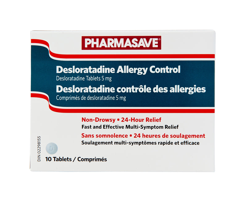 Pharmasave Non-Drowsy Desloratadine Allergy Control 5mg - 10 Tablets - Simpsons Pharmacy