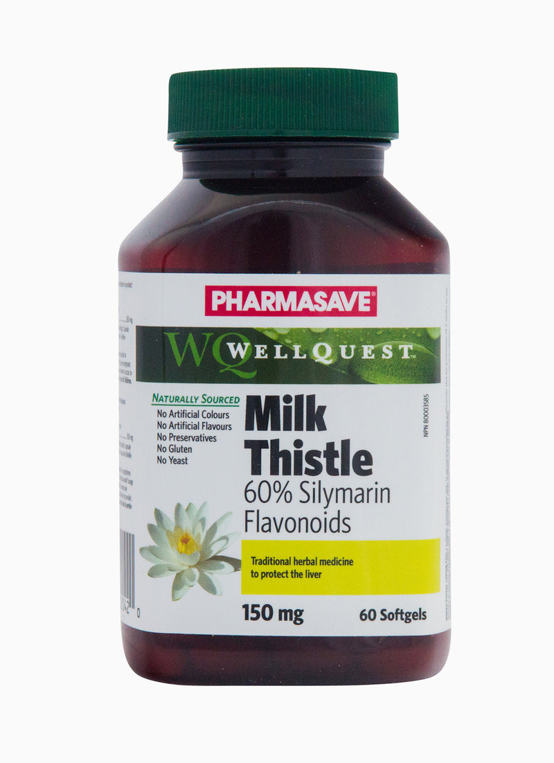 Pharmasave WellQuest Milk Thistle 60% Silymarin Flavonoids 150mg Softgels - Simpsons Pharmacy