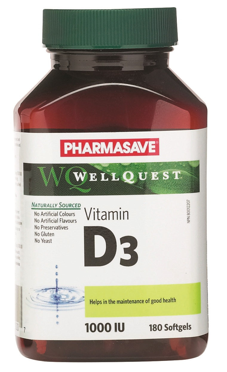 Pharmasave WellQuest Vitamin D3 1000IU Softgels - Simpsons Pharmacy