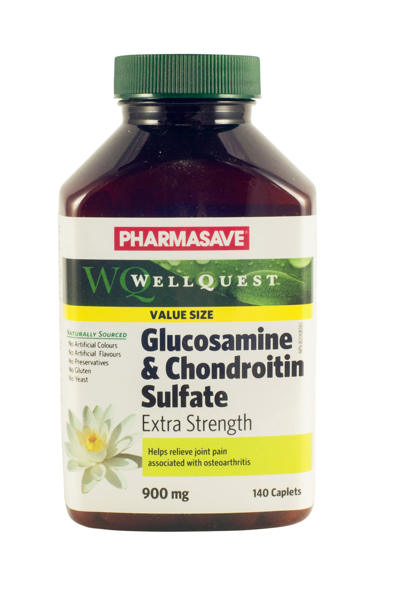 Pharmasave WellQuest Glucosamine & Chondroitin Sulfate Ex Str 900mg Value Size Caplets - Simpsons Pharmacy