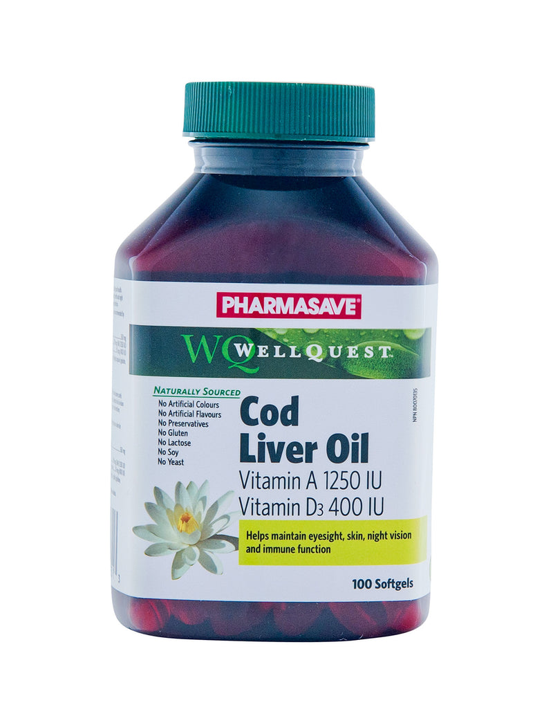 Pharmasave WellQuest Cod Liver Oil Vitamin A 1250IU Softgels - Simpsons Pharmacy