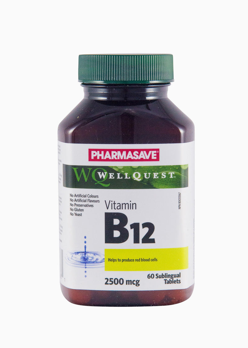 Pharmasave WellQuest Vitamin B12 2500mcg  Sublingual Tablets 60's - Simpsons Pharmacy