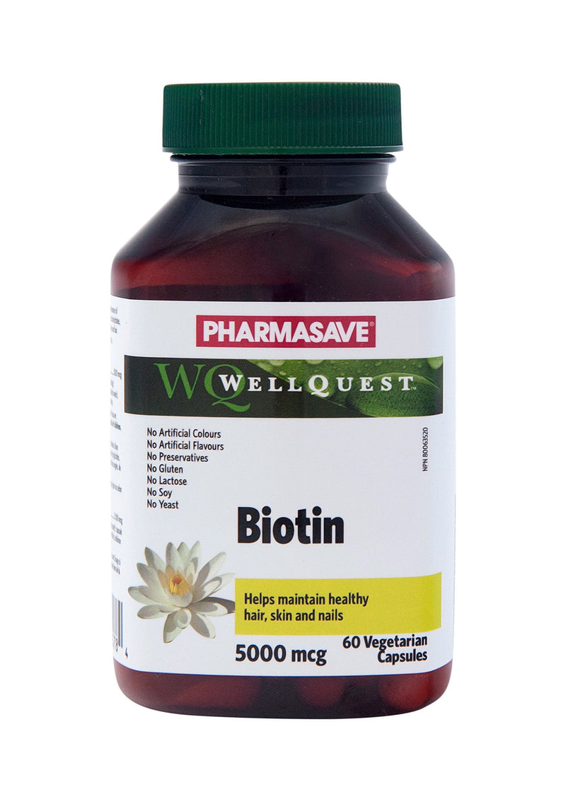 Pharmasave WellQuest Biotin 5000mcg Vegetarian Capsules - Simpsons Pharmacy