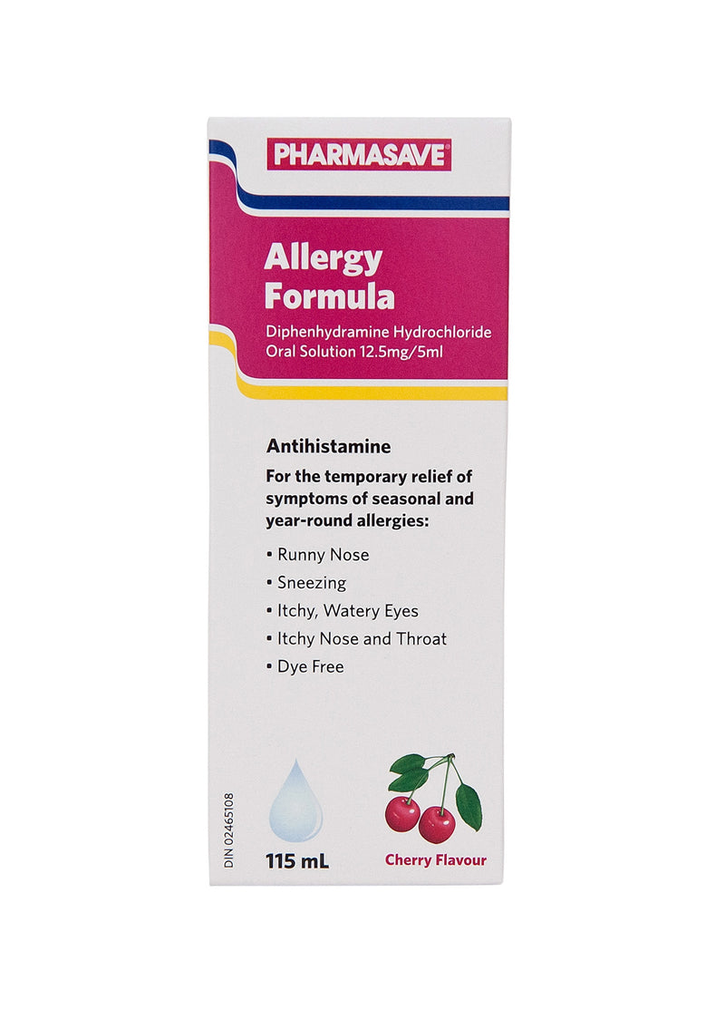 Pharmasave Allergy Relief Formula Cherry Flavour - 115mL Liquid - Simpsons Pharmacy