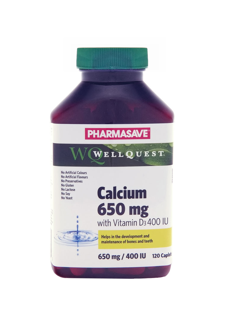 Pharmasave WellQuest Calcium 650mg w/Vit D3 400IU Caplets - Simpsons Pharmacy