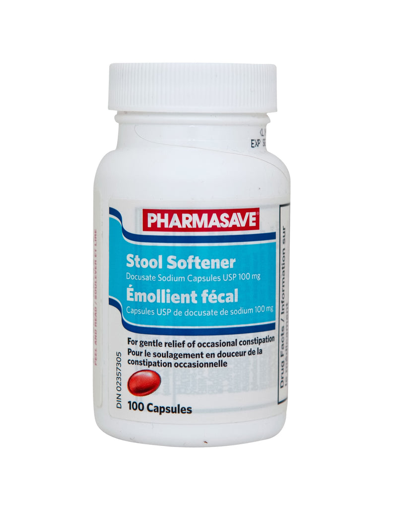 Pharmasave Stool Softener Docusate Sodium 100mg Capsules - Simpsons Pharmacy