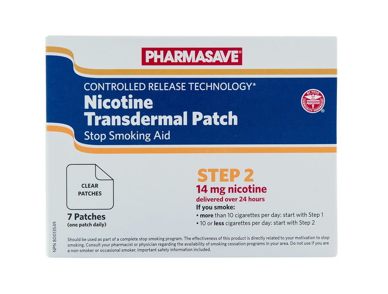 Pharmasave Nicotine Transdermal Patch Clear Step 2 - 14mg - Simpsons Pharmacy