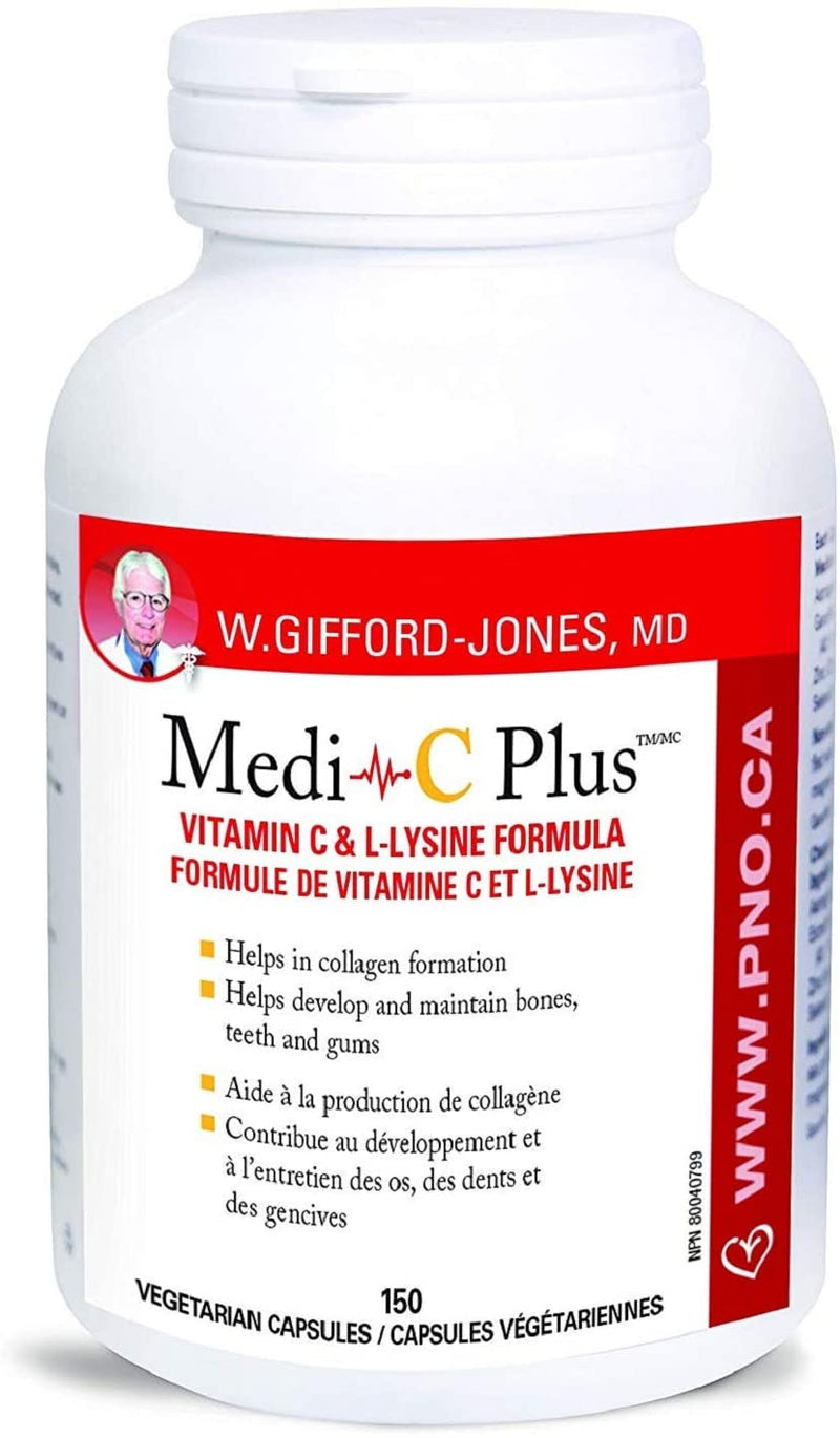 W. Gifford-Jones, MD Medi C Plus Vitamin C & L-Lysine Formula 150 Capsules - Simpsons Pharmacy