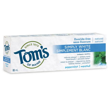Tom's of Maine Simply White Natural Toothpaste - Peppermint 85mL - Simpsons Pharmacy