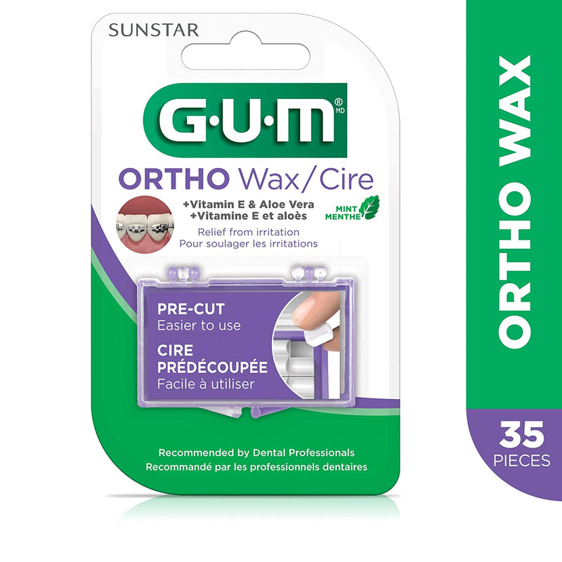 GUM Ortho Wax Pre-Cut Mint With Vitmain E And Aloe Vera - Simpsons Pharmacy
