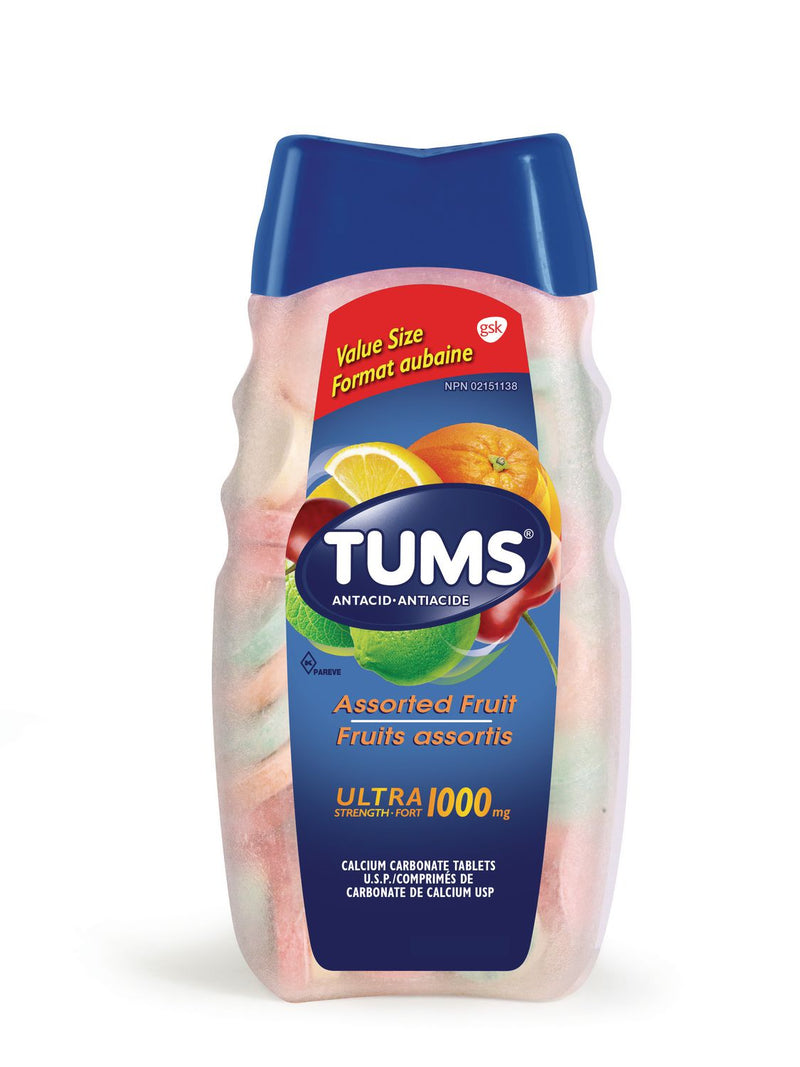 Tums Ultra Strength Antacid 1000mg Assorted Fruit Flavour - 72 Tablets - Simpsons Pharmacy