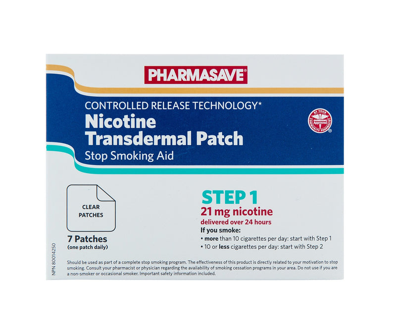 Pharmasave Nicotine Transdermal Patch Clear Step 1 - 21mg - Simpsons Pharmacy