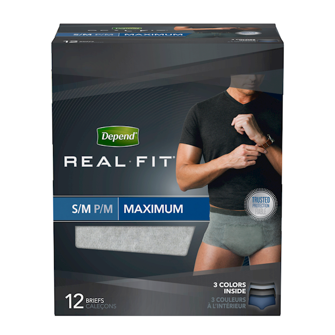 DEPEND FOR MEN, REAL FIT, UNDERWEAR, MAXIMUM, S/M, 12's - Simpsons Pharmacy