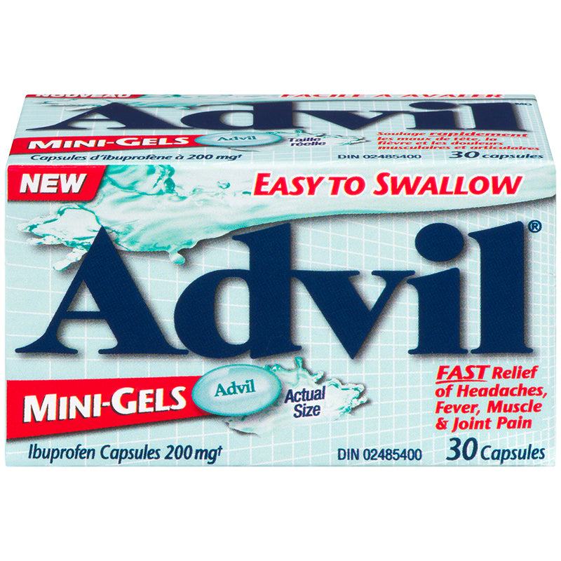Advil Ibuprofen 200mg Mini Gels - 30 Mini Liquid Capsules - Simpsons Pharmacy