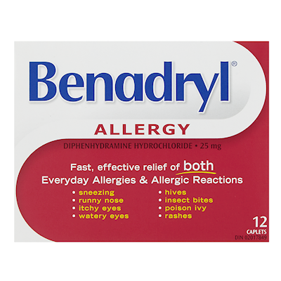 Benadryl Allergy Relief 25mg  - 12 Caplets - Simpsons Pharmacy