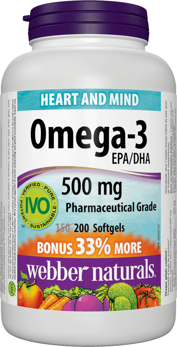 Webber Naturals Omega-3 EPA/DHA 500mg Pharmaceutical Grade - 200 Softgel - Simpsons Pharmacy