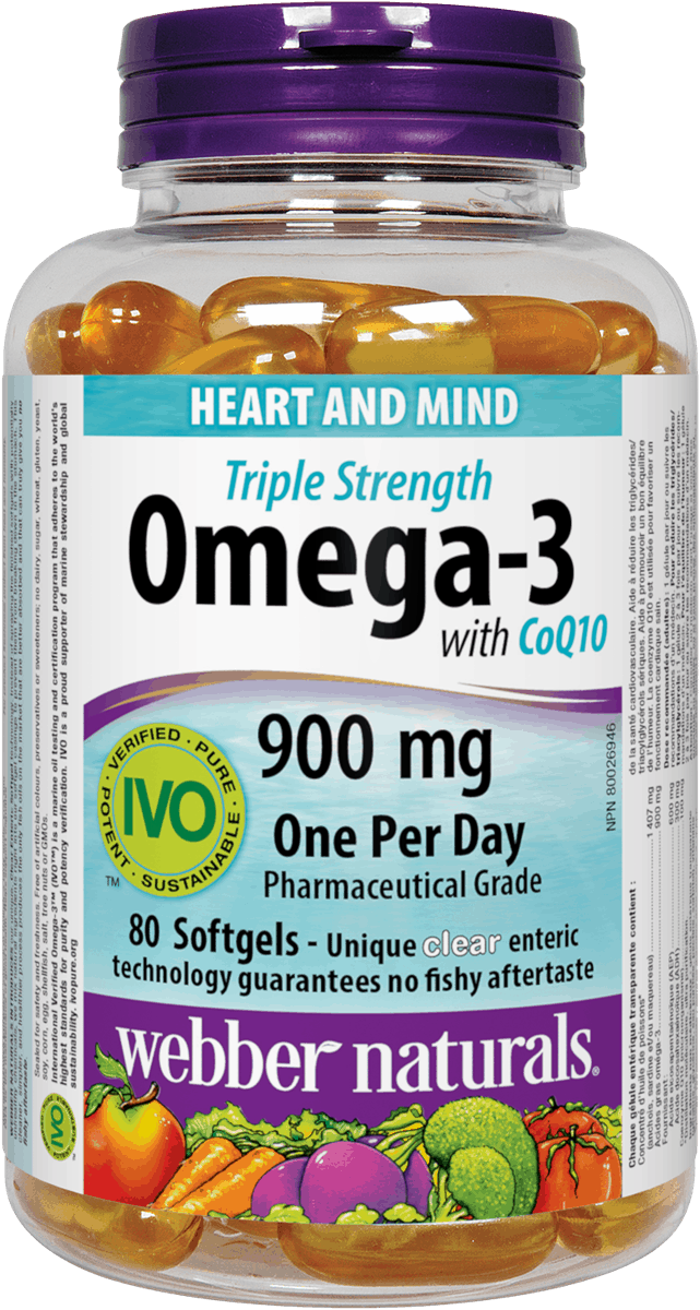 Webber Naturals Omega-3 with CoQ10 Triple Strength 900mg - 80 Softgels - Simpsons Pharmacy