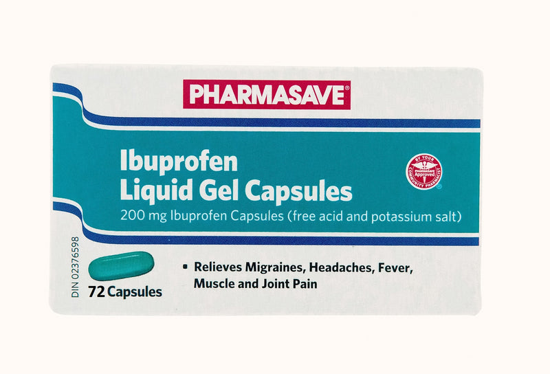 Pharmasave Ibuprofen Liquid Gel 200mg - 72 Capsules - Simpsons Pharmacy