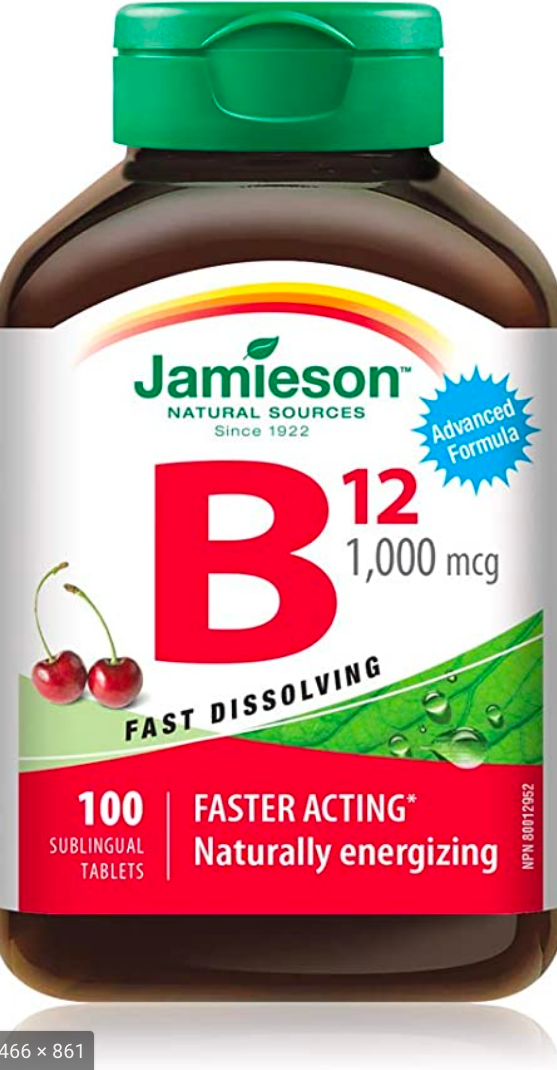 Jamieson Vitamin B12 1000mcg, 100 sublingual tablets - Simpsons Pharmacy