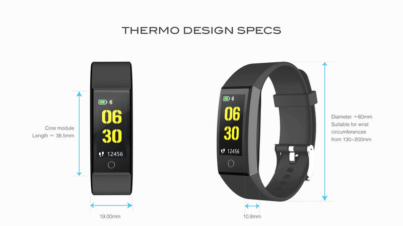 Thermo Skin Temperature Tracker Smart Wristband - One Size - Black - Simpsons Pharmacy