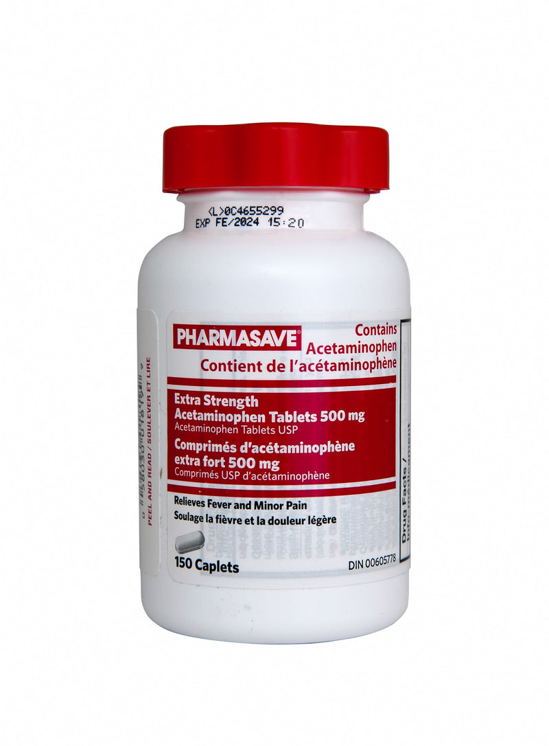 Pharmasave Acetaminophen Extra Strength (500mg) - 150 caplets - Simpsons Pharmacy