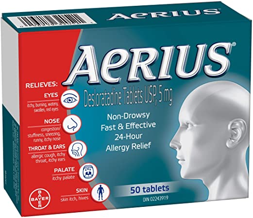 Aerius Non-Drowsy 5mg 24 Hour Allergy Relief - 50 Tablets - Simpsons Pharmacy