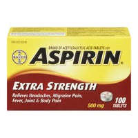 ASPIRIN A.S.A. EXTRA STRENGTH TABLET 500MG 100S - Simpsons Pharmacy