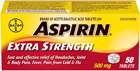 Aspirin Extra Strength 500mg Pain Relief - 50 Tablets - Simpsons Pharmacy