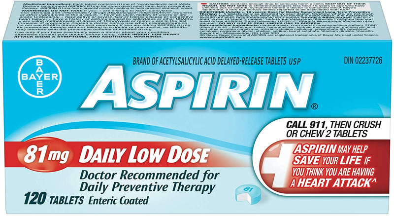 Aspirin Daily Low Dose 81mg - 120 Tablets - Simpsons Pharmacy